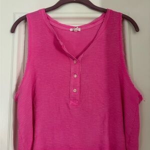 Aerie Vibrant Pink Buttoned Tank Top